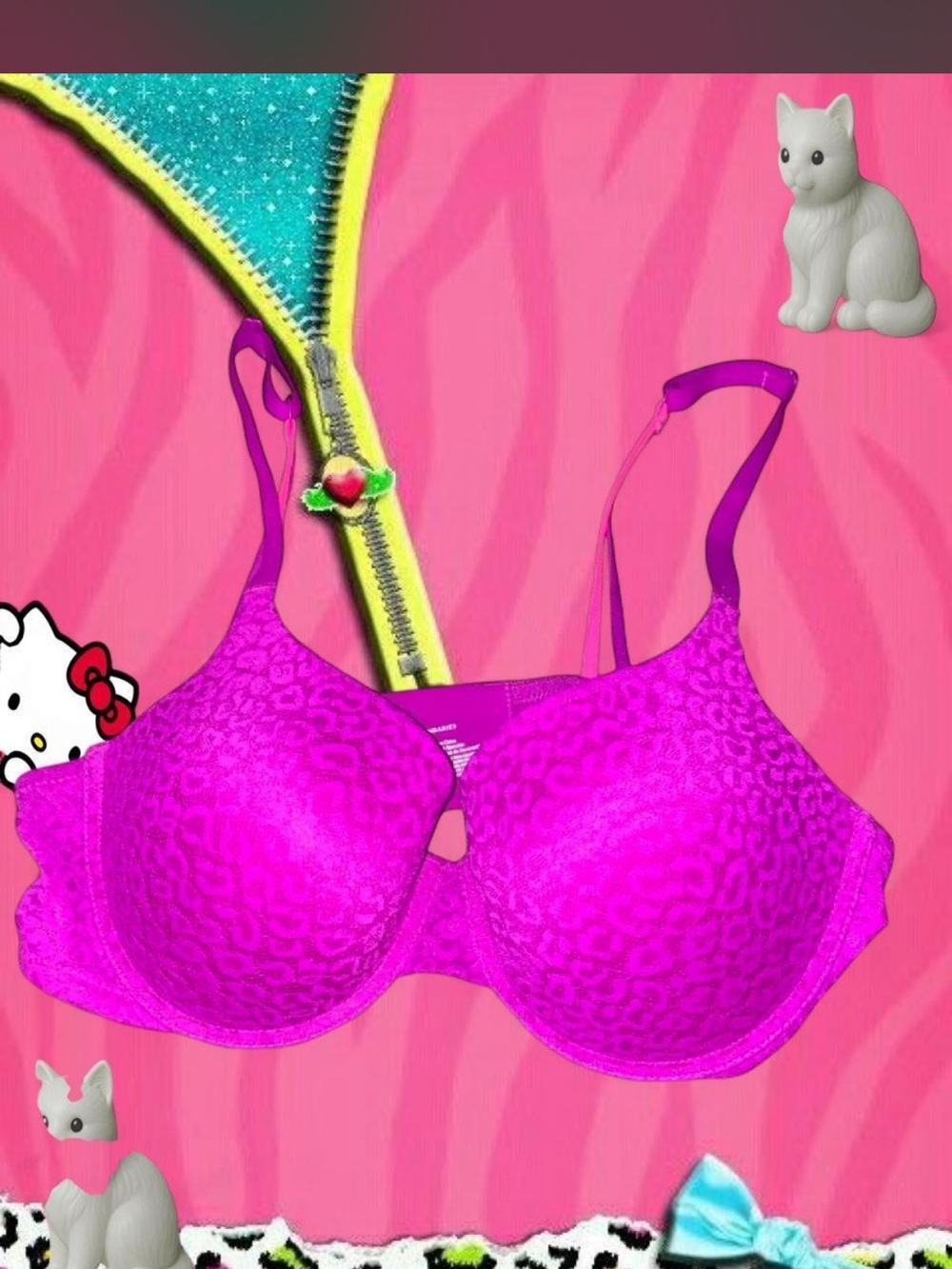 No Boundaries Hot Pink Leopard Print T-Shirt Bra